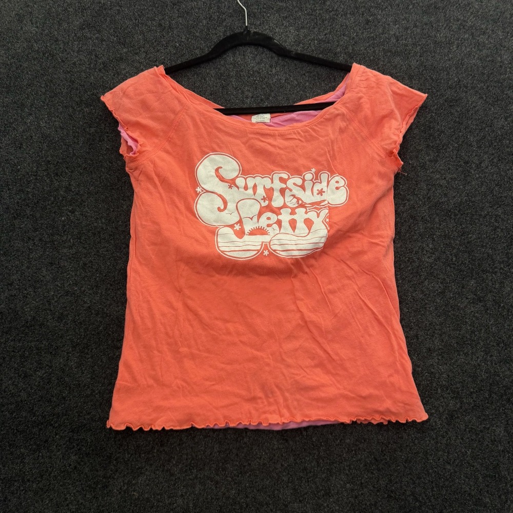 Vintage Mossimo Reversible Surfside Jetty Graphic Tee Orange Pink Large